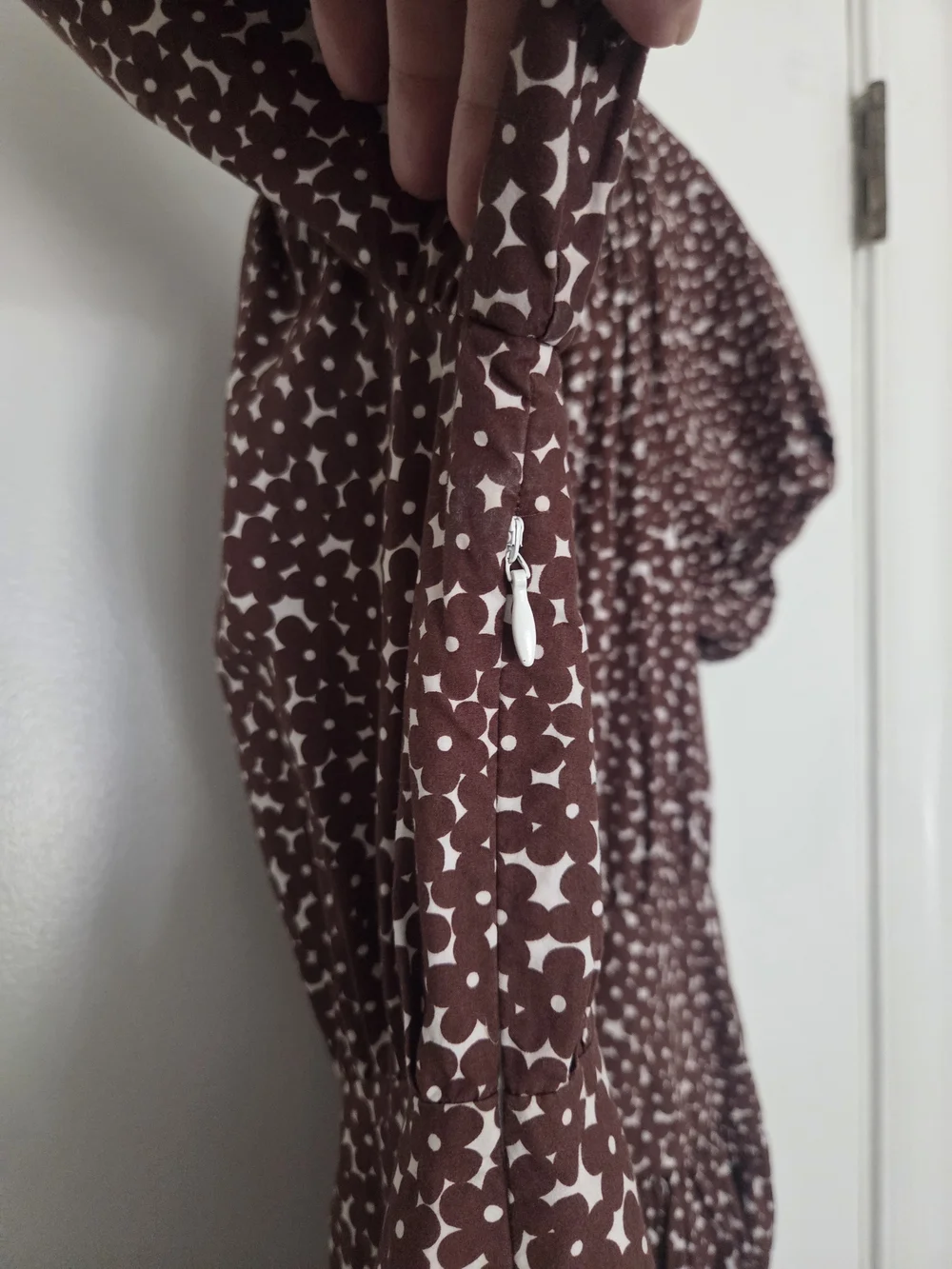 J.Crew Re-Imagined Brown & White Floral Puff Sleeve Drop-Waist Mini Dress 8